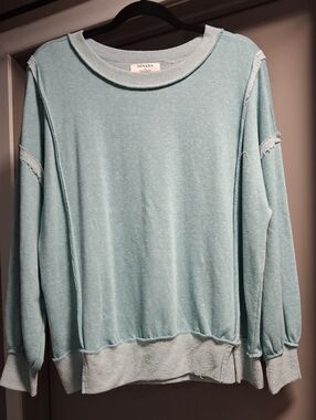 Zenana Outfitters Light Aqua Relaxed Pullover Sweatshirt